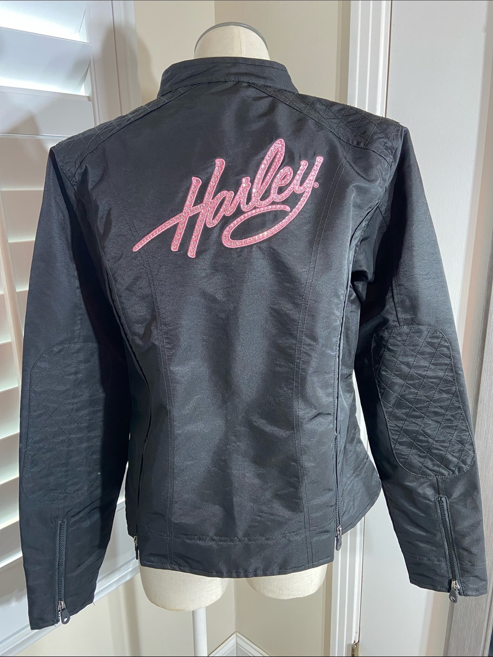 Harley-Davidson Pink Label Embellished Textile Riding Jacket Womans L NWOT